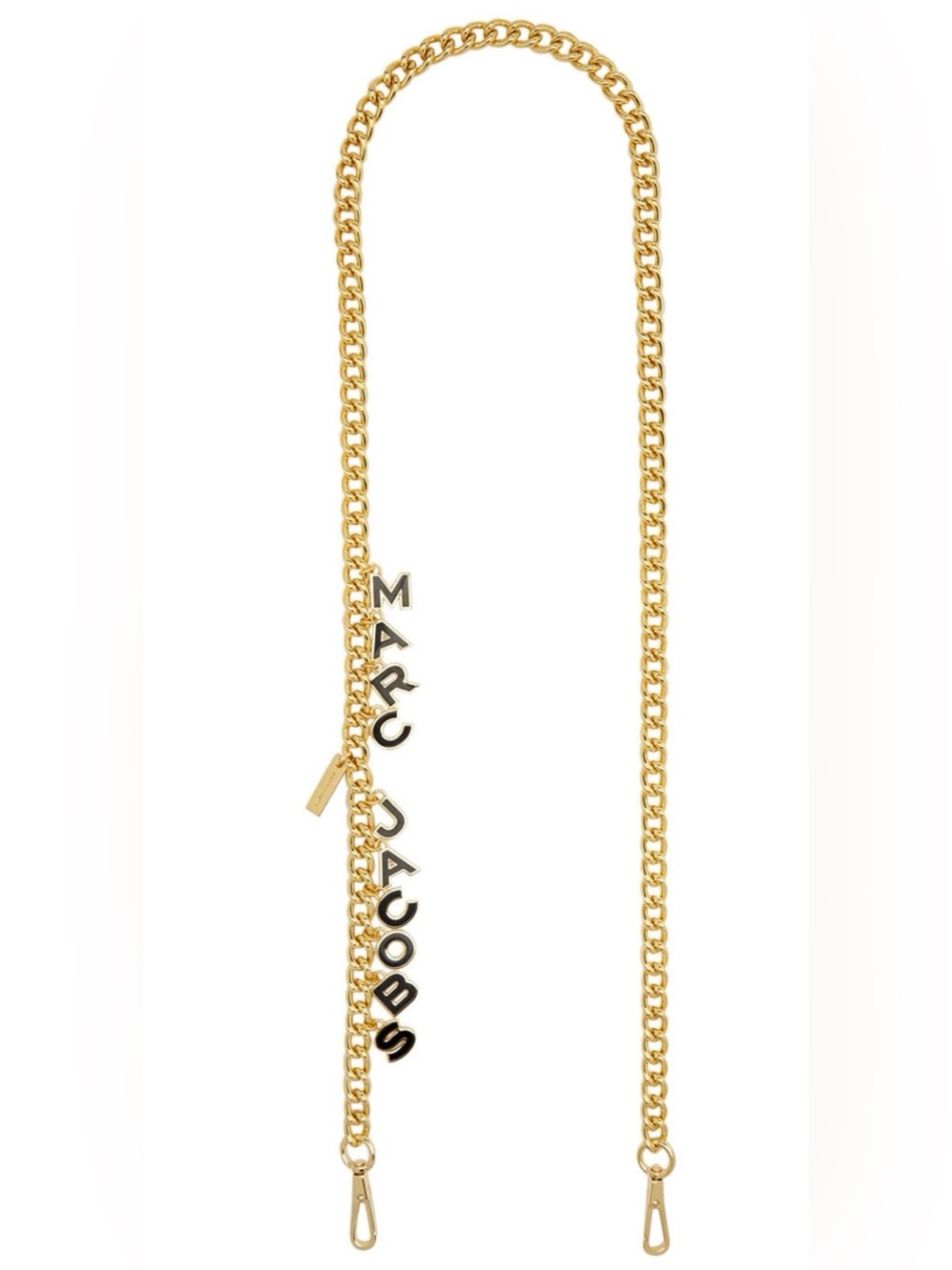 Marc Jacobs Gold Chain Strap with Black Lettering Logo